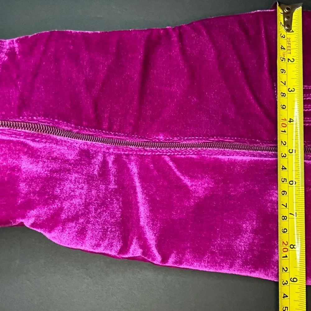 New Wide Calf Size 8W Pink Magenta Velvet With Clear Chunky Heel Boots - Picture 7 of 16